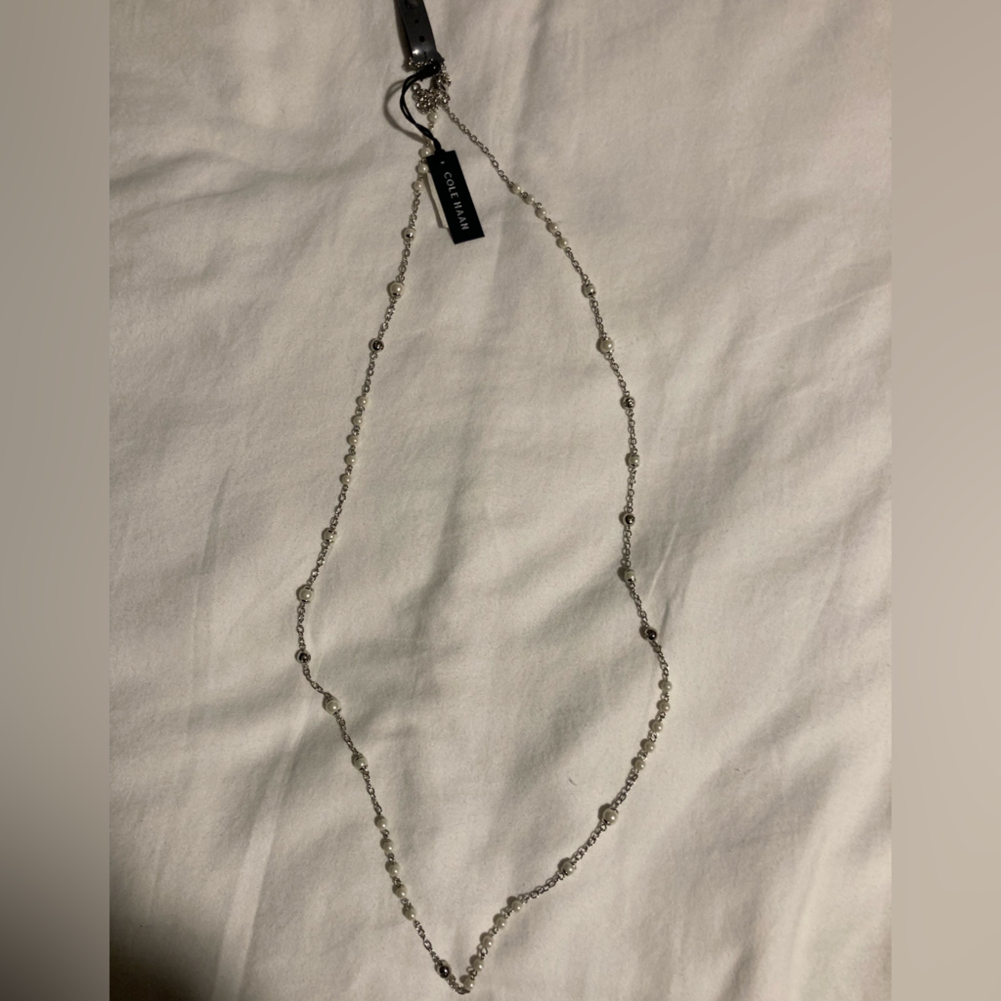 Cole Haan Faux Silver And Pearl Necklace